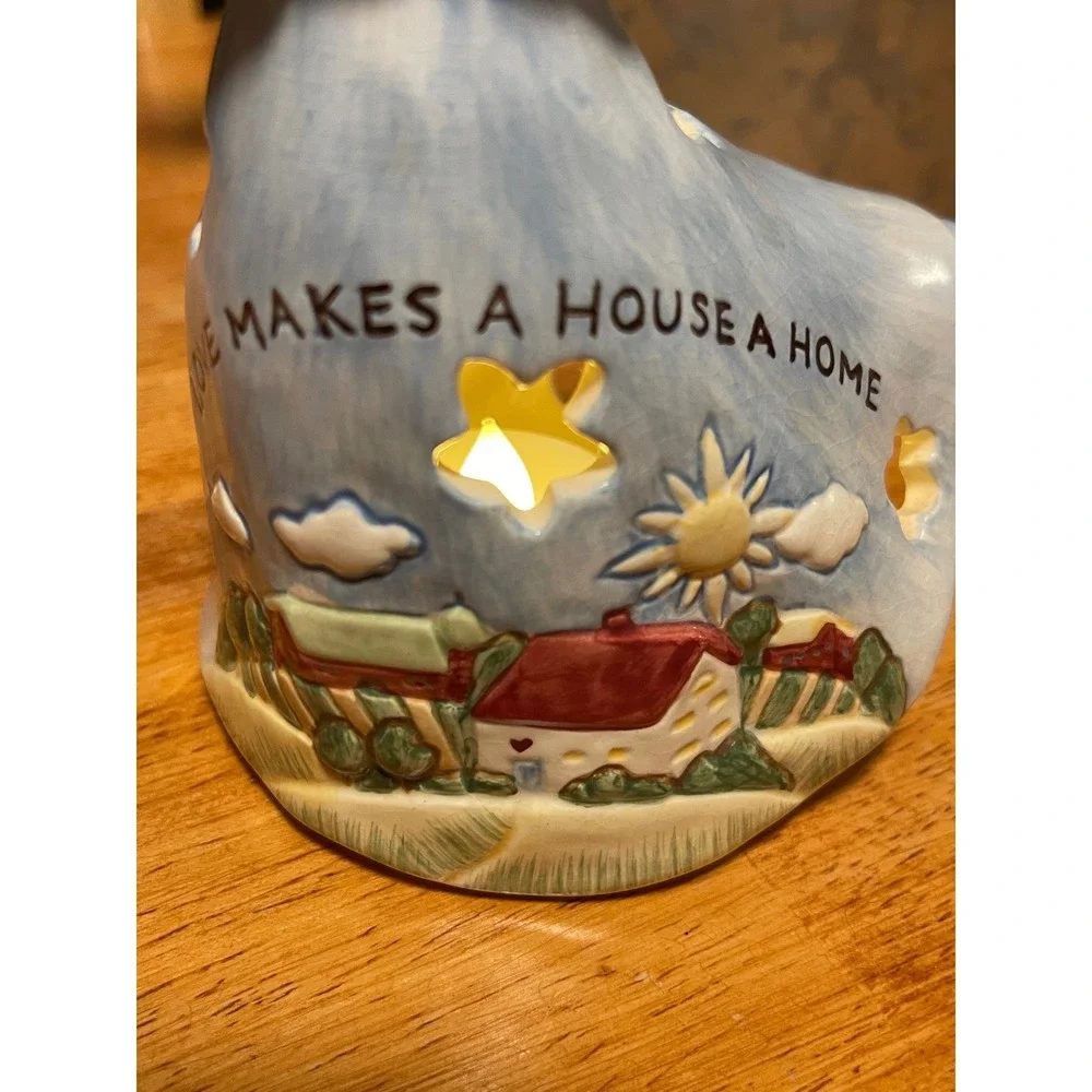 Russ‎ Berrie Country Gatherings Collection Hand Painted Ceramic Tealight  Holder